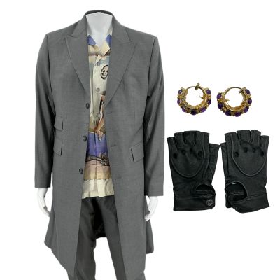 Lot 119: The Wrecking Crew Nakamura Screen Worn Stunt Double Casual Suit, Shirt, Earrings & Gloves Ch 4 Sc Multiple | VIP Fan Auctions