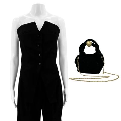 Lot 105: Relationship Goals Leah Caldwell Screen Worn Bustler, Trousers & Purse Ch 16 Sc Multiple | VIP Fan Auctions