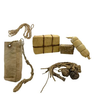 Lot 79: The Bluff Issac Production Used (3) Packed Rations, Knot Ropes & Bag | VIP Fan Auctions