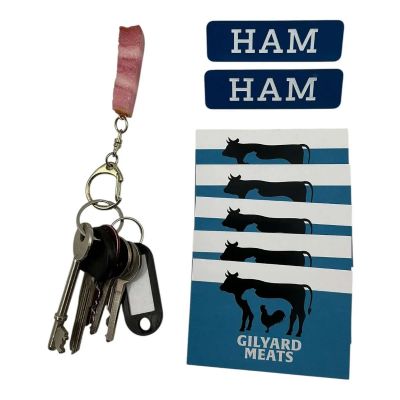 The Sheep Detectives Ham Gilyard Production Used (5) Business Card Set, (2) Name Badge Set & Key Ring | VIP Fan Auctions