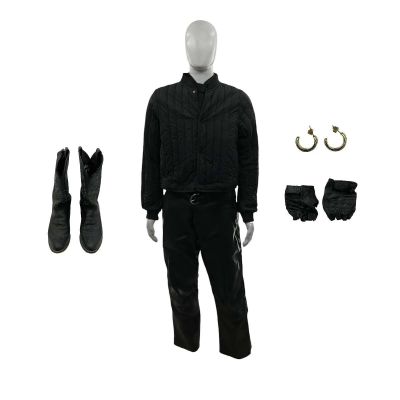 Lot 64: Is God Is Ezekiel Screen Worn Stunt Double Belt, Earrings, Jacket, Cut Off Shorts, Gloves, Tie & Cowboy Boots Ch 2 Sc 48-66 | VIP Fan Auctions