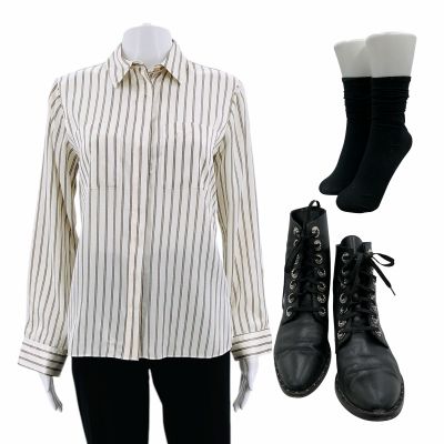 Lot 47: Poker Face Season 2 Beatrix Hasp (Rhea Pearlman) Screen Worn Stunt Double Button-Up Shirt, Pants, Socks & Boots Ch 2 Sc Multiple Ep 203 | VIP Fan Auctions