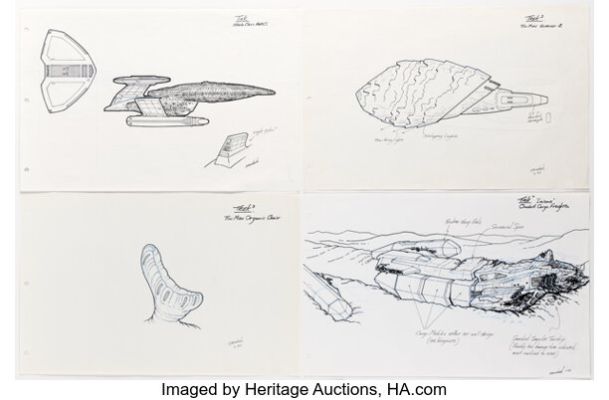 Star Trek: The Next Generation (1987-1994), Group of (7) Starship Concept Artworks and Technical Drawings by Rick Sternbach. | Heritage