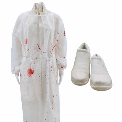 Lot 119: Onslaught Inger Screen Worn Hospital Gown, Lab Coat, Shirt, Pants & Shoes Ch 1 Sc 20 | VIP Fan Auctions
