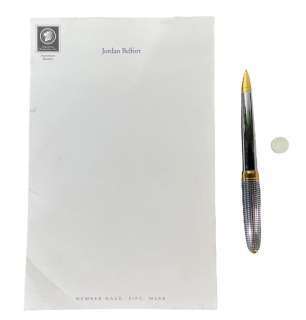 Lot 323 - The Wolf of Wall Street (2013) - Leonardo DiCaprio "Sell me this Pen" Pen, Notepad and Pill