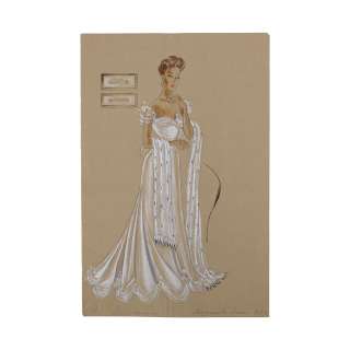 Ingrid Bergman "Paula Alquist" Costume Sketch Designed by Irene and Drawn by Paula Giokaris for Gaslight. | Bonhams