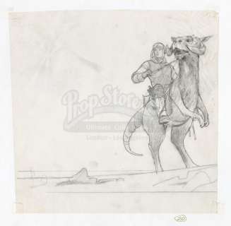 STAR WARS - EP V - THE EMPIRE STRIKES BACK (1980) - Lot 299 - Luke on Tauntaun Drawing for Production Illustration by Ralph McQuarrie