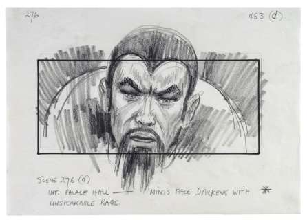 FLASH GORDON (1980) - Lot 112 - Charles Lippincott Collection: Hand-drawn Mentor Huebner "Ming the Merciless" Storyboard Concept Sketch