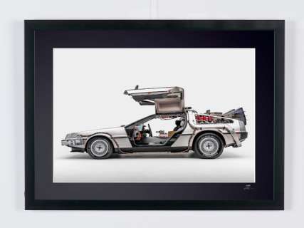 Back To the Future - Dmc 12 Delorean - the Time Machine | Back To The Future - DMC 12 DeLorean - The Time Machine - Fine Art Photography - Luxury Wooden Framed 70X50 cm - Limited Edition Nr 02 of 30 - Serial ID 16914 - Original Certificate (COA), Hologram Logo Editor and QR Code | Catawiki