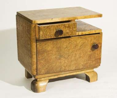 Vintage 1930’s Burled Walnut 2-Tier Side Table with Bakelite Pulls | Super Auctions