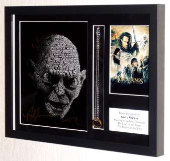 Lord of the Rings - Andy Serkis (Gollum) Premium 3d Framed with engraved ring (prop), signed + COA + photo signing