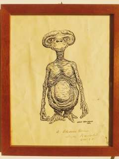 E.T. The Extra Terrestrial - Original drawing by Carlo Rambaldi, E.T.’s Designer - 1984 - signed in - Drawing table - Paper | Catawiki