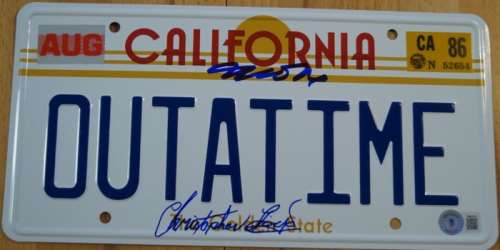 Back to the Future - Delorean License Plate signed by Michael J. Fox (Marty) & Christopher Lloyd (Doc) - with Beckett | Catawiki