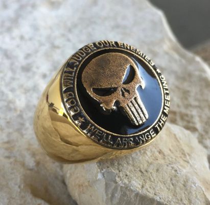 The Punisher - Hypoallergenic Surgical Steel + 24 Gold Plated - Ring | Catawiki