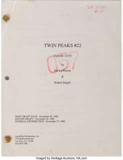 Twin Peaks collection of production and series ephemera from the collection of prop master Jeff Moore....