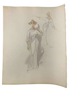 VINTAGE SKETCH ART COSTUME DESIGN DRAWING PRODUCTION BY BOB ROBERT CARLTON SIZE 11 1/2 X 14 1/2 | Los Angeles Estate Auction