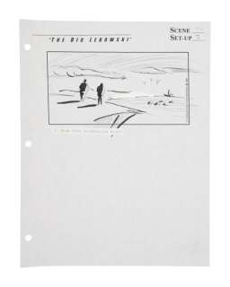 The Big Lebowski | One Page, Scene 76 / Set-Up 3 | "Scattering Donny’s Ashes Scene" Original Storyboard | Julien’s