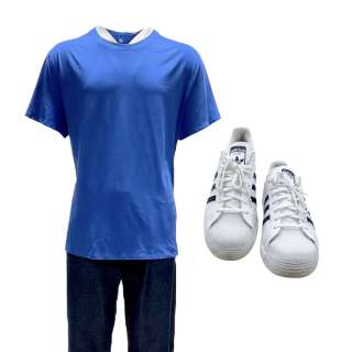 Lot 58 - Creed III Duke Wood Harris Screen Worn Short Sleeve Shirt Button-Front Pants & Lace-Up Shoes Ch 1 Sc 9-11 - Lot #58 - Creed III Duke Wood Harris Screen Worn Short Sleeve Shirt Button-Front Pants & Lace-Up Shoes Ch 1 Sc 9-11: Authentic Auction Item | VIP Fan Auctions