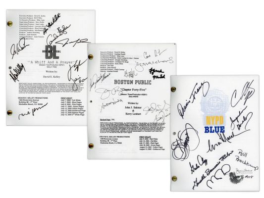 Lot 243 - (3) Signed TV Scripts, Boston Legel NYPD | Weiss Auctions