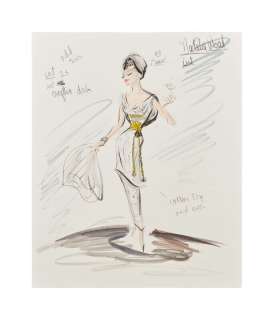 Lot 151 - Natalie Wood | 1964 Costumes Design Sketch by Edith Head from "Sex and the Single Girl"