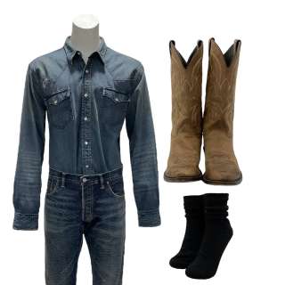 Lot ? - American Fiction Daniel’s Bates Wilder Button-up Shirt, Pants, Socks & Boots | VIP Fan Auctions