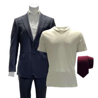 Men James Papa Essiedu Screen Worn Photo Still Jacket, Button-Up Shirt, T-Shirt, Pants & Tie | VIP Fan Auctions