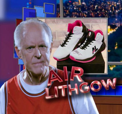 AIR LITHGOWS SNEAKERS -- ORIGINAL LATE SHOW PROPS -- AUTOGRAPHED BY JOHN LITHGOW