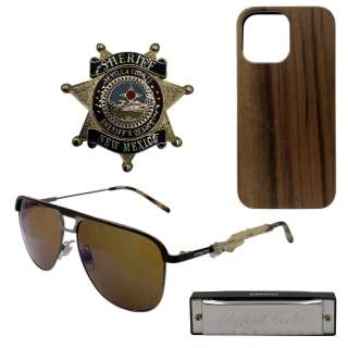 Eddington Michael (Micheal Ward) Screen Used Sunglasses, Future Phone, Harmonica & Metal Badges | VIP Fan Auctions
