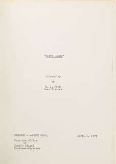 Lot 1239 - Dirty Harry production script with typed revision pages.