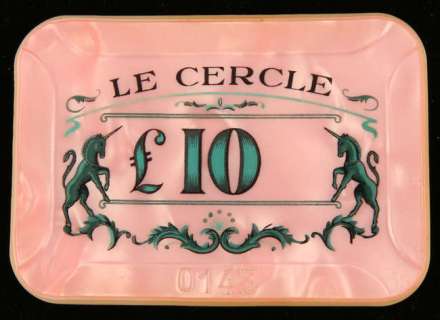 James Bond Dr No (1962) - Le Cercle £10 casino rose plaque / chip. Le Cercle plaques were… | Ewbank’s