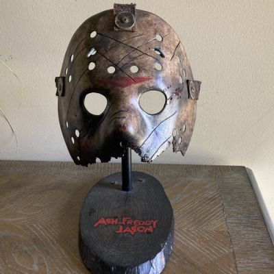 Jason Voorhees Mask Reproduction Prop Ash Freddy Horror Display Stand | eBay US (Buy It Now)