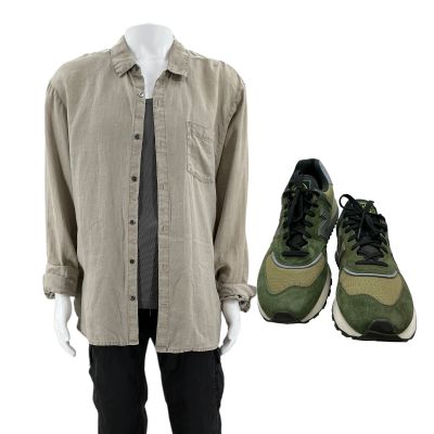 The Wrecking Crew James Hale Screen Worn Button-Up Shirt, Tank Top, Pants & Sneakers Ch 10 Sc Multiple | VIP Fan Auctions