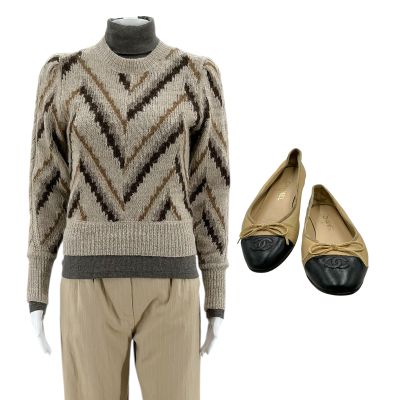 Lot 133: Mercy Nicole Raven Production Worn Sweater, Shirt, Pants & Flats | VIP Fan Auctions