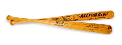 Two ’Louisville Slugger’ baseball bats given to Russell Crowe during the production of the film, The Insider (1999), signed by Al Pacino and other crew and cast members | Smith&Singer