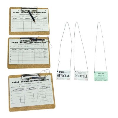 Lot 6: Marty Supreme Production Used (3) British Open Match Cards W/ Clipboards, (2) Offical IATT Passes & (1) Press Pass | VIP Fan Auctions
