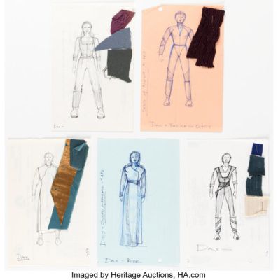 Star Trek: Deep Space Nine (Paramount TV, 1993-1999), Terry Farrell "Jadzia Dax" Group of (5) Concept Costume Sketches. | Heritage