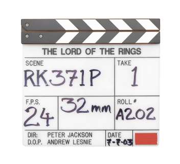 A clapperboard used in The Lord of the Rings: The Return Of The King | Bonhams