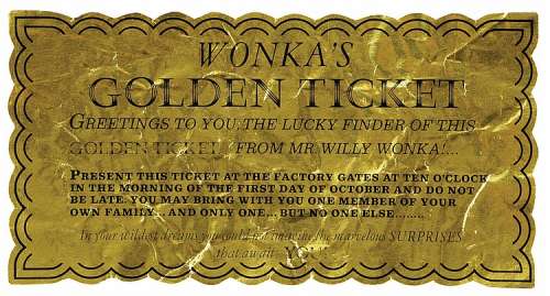 Original Golden Ticket from Willy Wonka and the Chocolate Factory. | Profiles in History