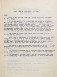 Ian Fleming / James Bond: A second draft treatment carbon copy for ’James Bond Of The Secret Service’ from Ian Flemings office, October 1959, | Bonhams