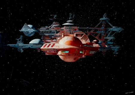 A Buck Rogers in the 25th Century space station concept artwork by Dan Curry | Bonhams