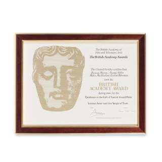 Indiana Jones and The Temple of Doom: A BAFTA® Award Certificate Presented To George Gibbs, 1984, | Bonhams
