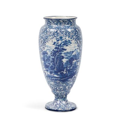 Lot 2 - A blue and white ceramic baluster-shaped vase, in the manner of James Kent First seen Season 1, Episode 1, ’Sassenach’ | Bonhams
