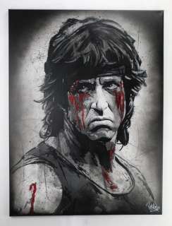 John Rambo - Sylvester Stallone - Handpainted and signed painting by artist Vincent Mink. | Catawiki