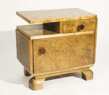 Vintage 1930’s Burled Walnut 2-Tier Side Table with Bakelite Pulls | Super Auctions