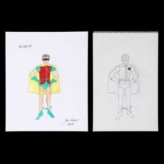 BATMAN (T.V. SERIES, 1966-1968) - Lot 710 - Jan Kemp Hand-drawn and Painted Robin (Burt Ward) Costume Designs