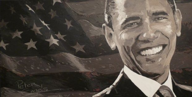 Peter Engels - - - "Barack Obama" Original Painting - Unique, Signed, with Certificate of Authenticity | Catawiki