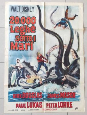 Extremely rare - Vintage 1950 - 140x100 cm - 20.000 Leagues Under The Sea /20.000 Leghe Sotto I Mari - B+ | Catawiki