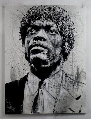 Pulp Fiction (1994) - Tarantino - Samuel L. Jackson as "Jules Winnfield" - Handpainted and signed - Portrait | Catawiki