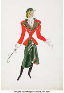 Raoul Pene Du Bois vintage original costume sketch of Ginger Rogers as "Liza Eliott" from Lady in the Dark. ...
