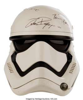 Stormtrooper screen used helmet signed by the cast from Star Wars: Episode VII - The Force Awakens with Lucasfilm LOA.